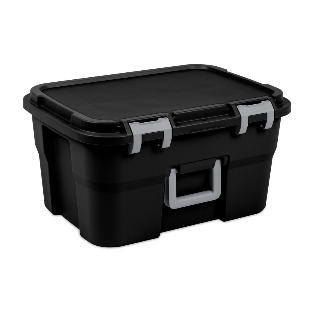 Portable Plastic Tool Storage Box with Carry Handle – Black & Gray